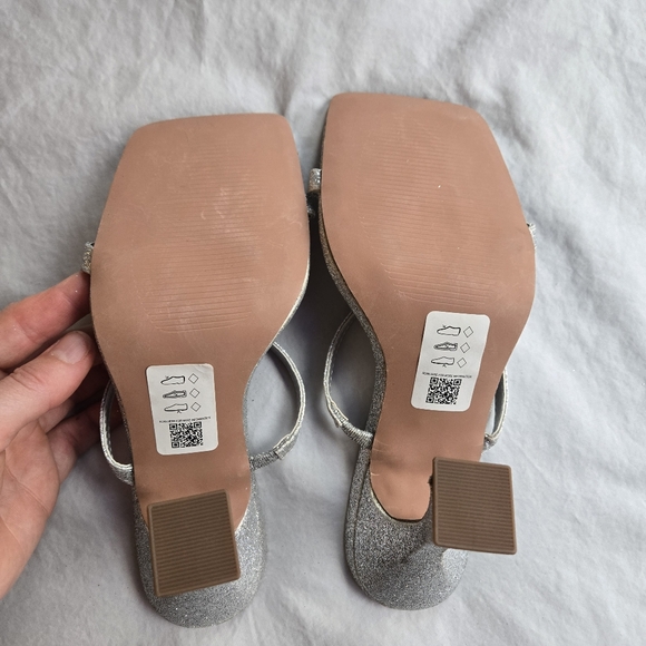 ASOS Design Nasia Silver Glitter Heels - chunky 90s y2k - Picture 6 of 10